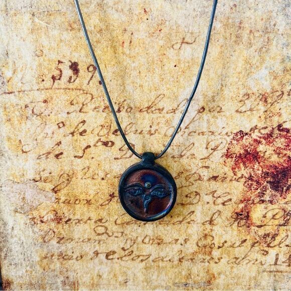 Handcrafted BoHo Porcelain/leather Necklace - Picture 1 of 4